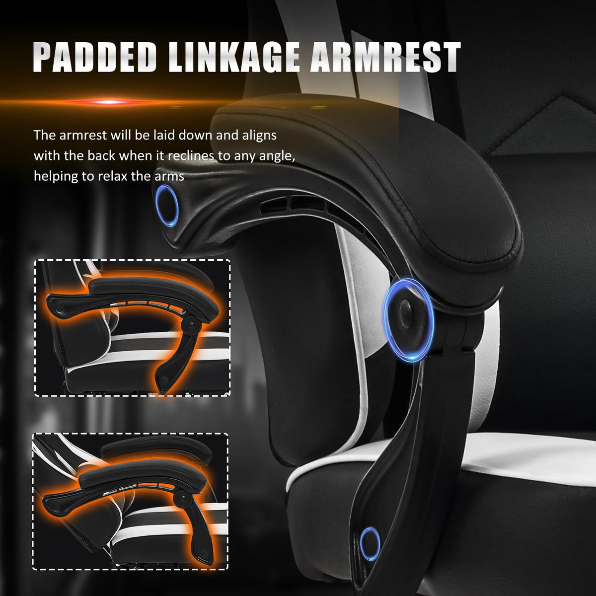 Gaming Chair with Footrest, Video Game Chairs for Adults, Black White