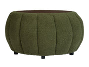 Round Storage Ottoman with Wooden Top