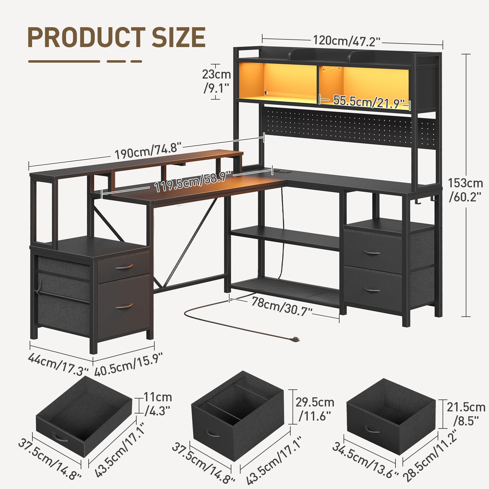 75" L-Shaped Gaming Desk with Hutch & Storage