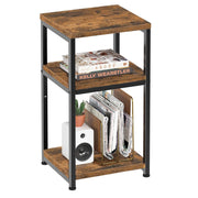 3-Tier Metal & Wood End Table