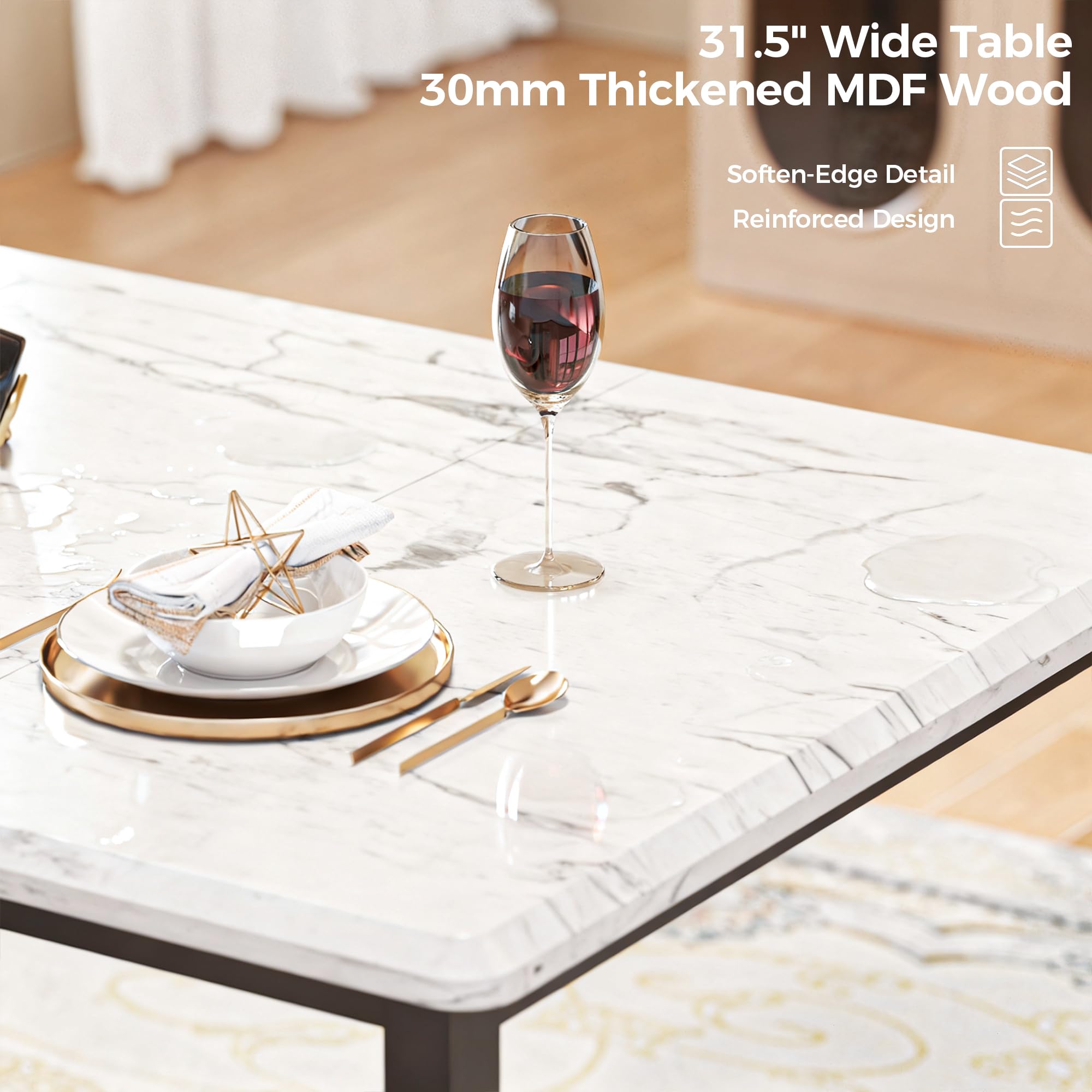 Extendable Dining Table Set with 4 Upholstered Chairs