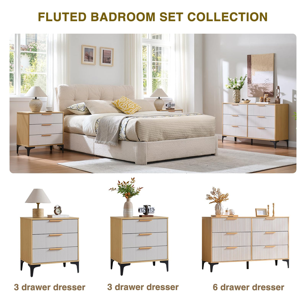 3-Piece Fluted Bedroom Set