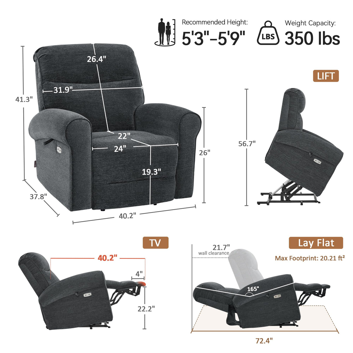 MCombo Dual Motor Power Lift Recliner Chair, Massage & Heat 7666