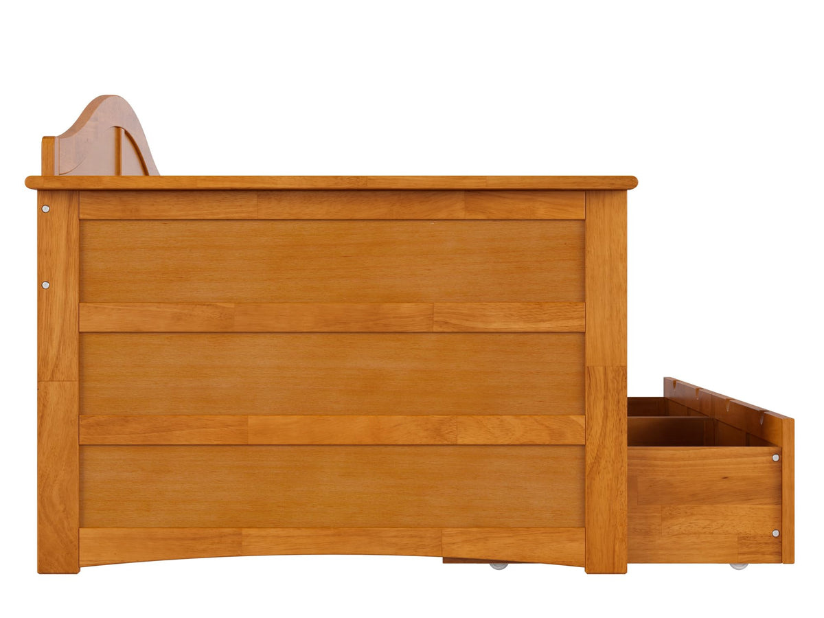 AFI, Acadia Twin Wood Daybed with 2 Storage Drawers, Light Toffee