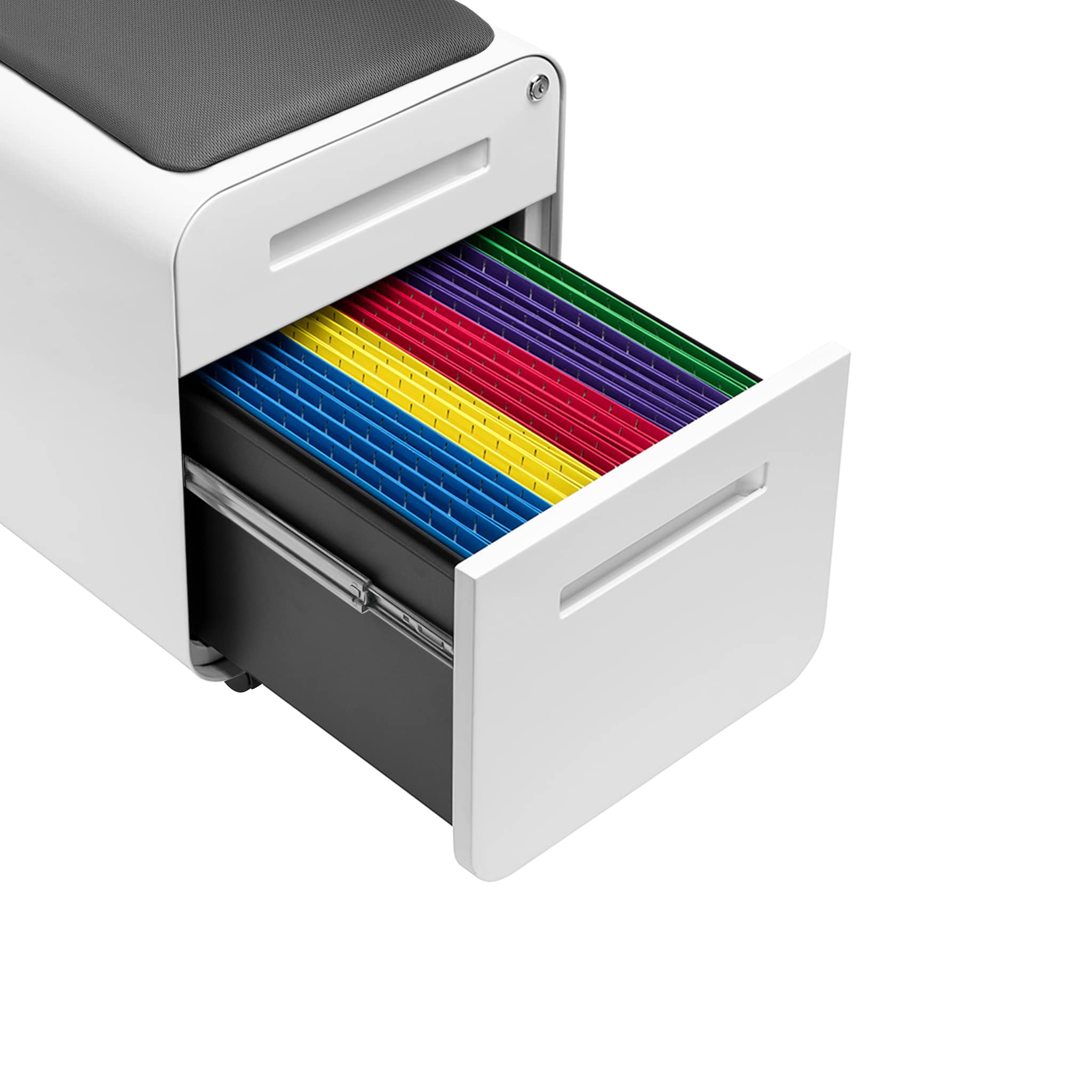 2-Drawer Seated Mobile File Cabinet with Cushion