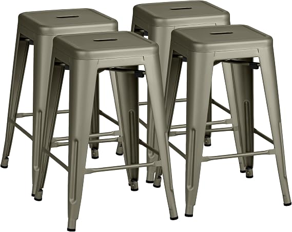 Stackable Metal Counter Stools, Set of 4