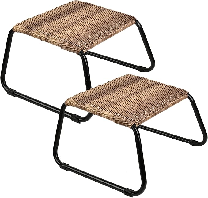 Outdoor Rattan Footstools, Set of 2