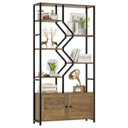 6-Tier Industrial Bookcase with Cabinets
