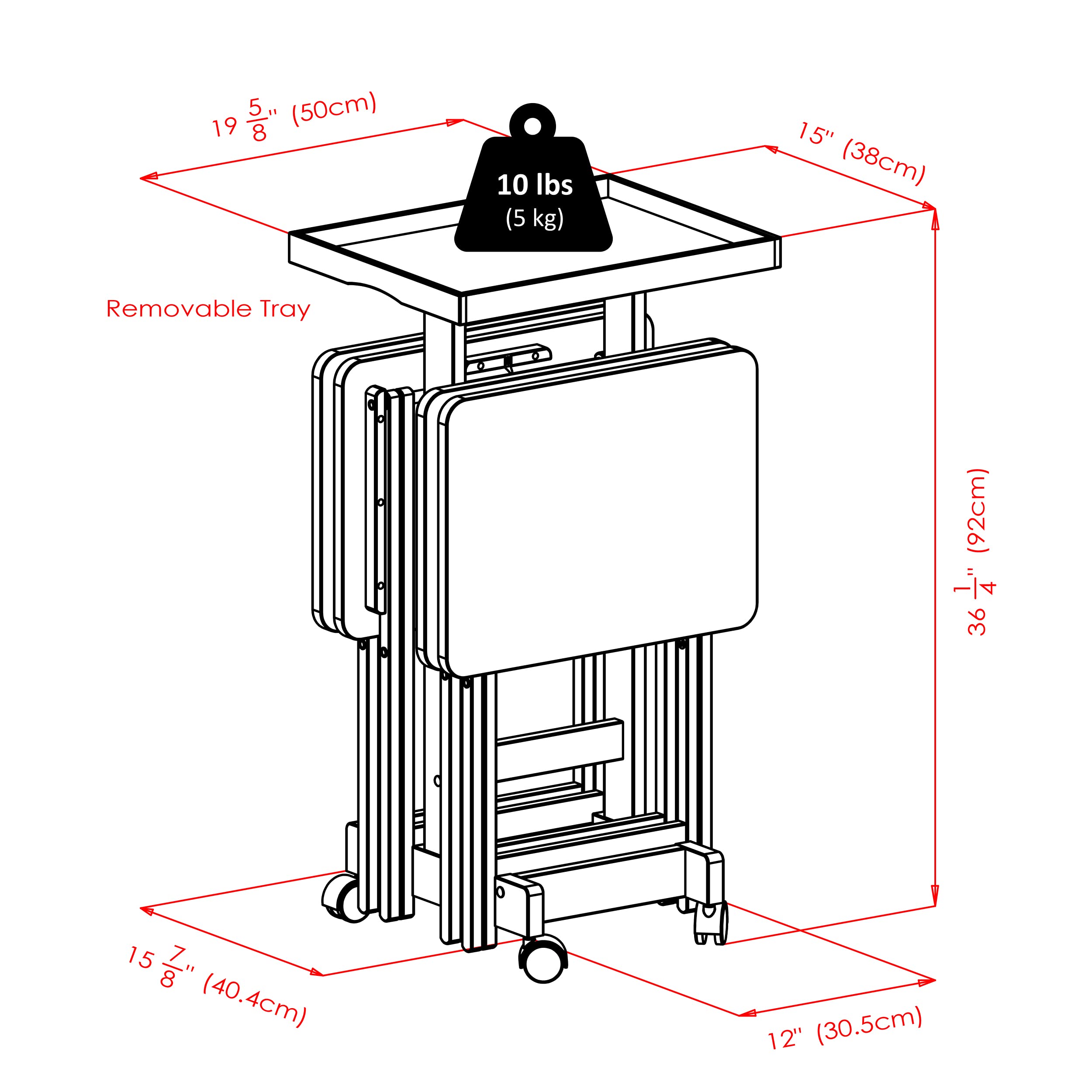 Folding Snack Table Set with Storage Rack