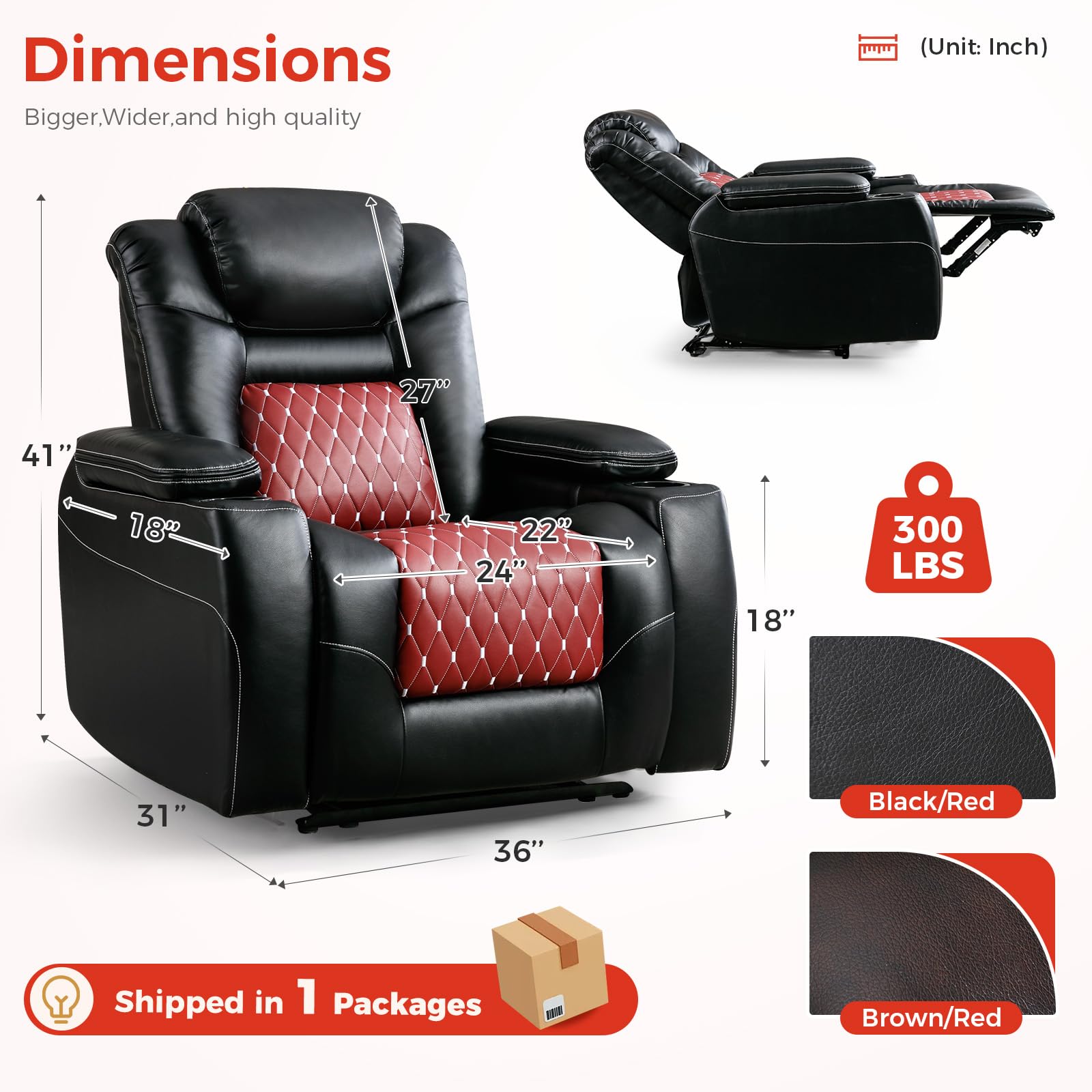 Power Recliner Chair with Adjustable Headrest
