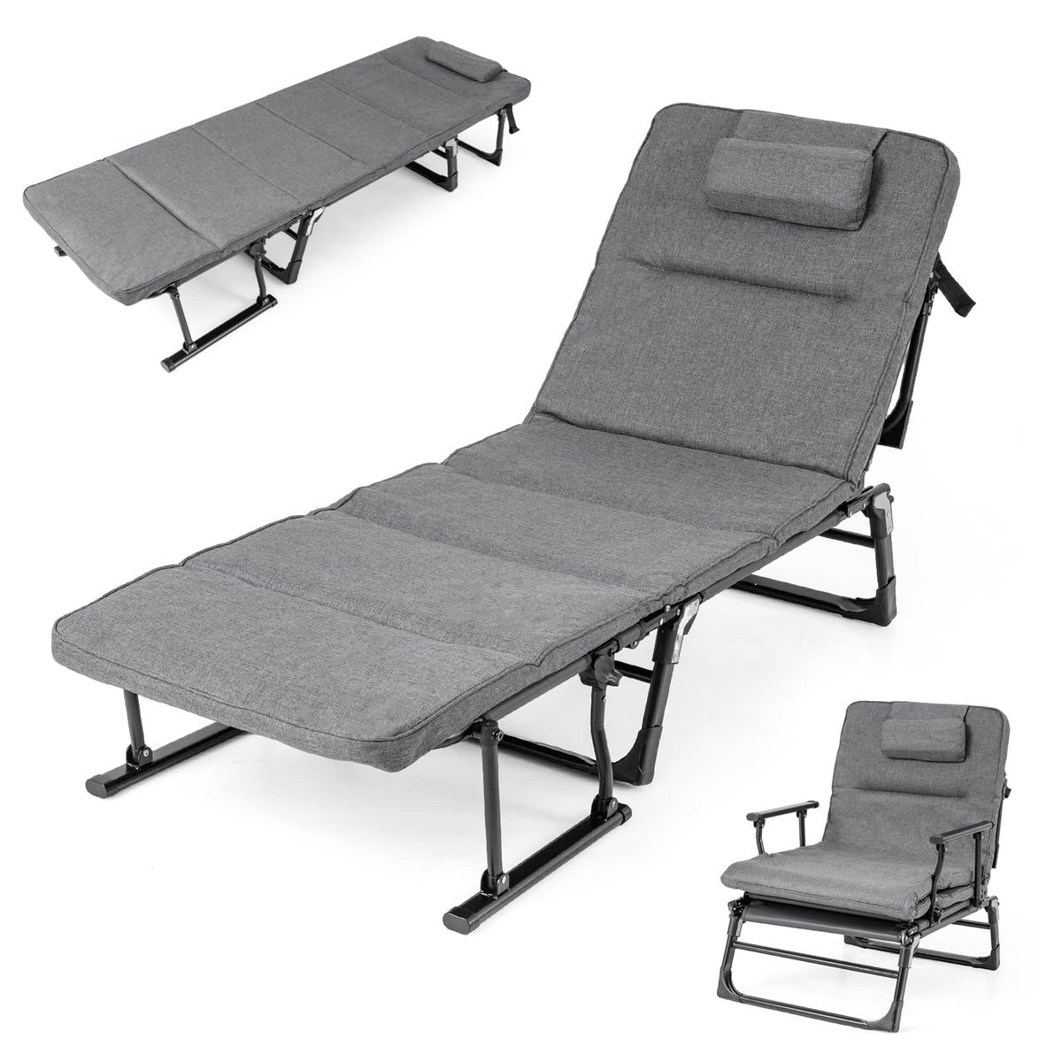 KOTEK Folding Camping Cot for Adults, Portable Cot Bed w/Mattress & Pillow