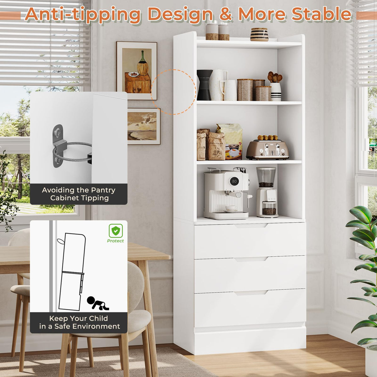 Tall Bookcase with Drawers