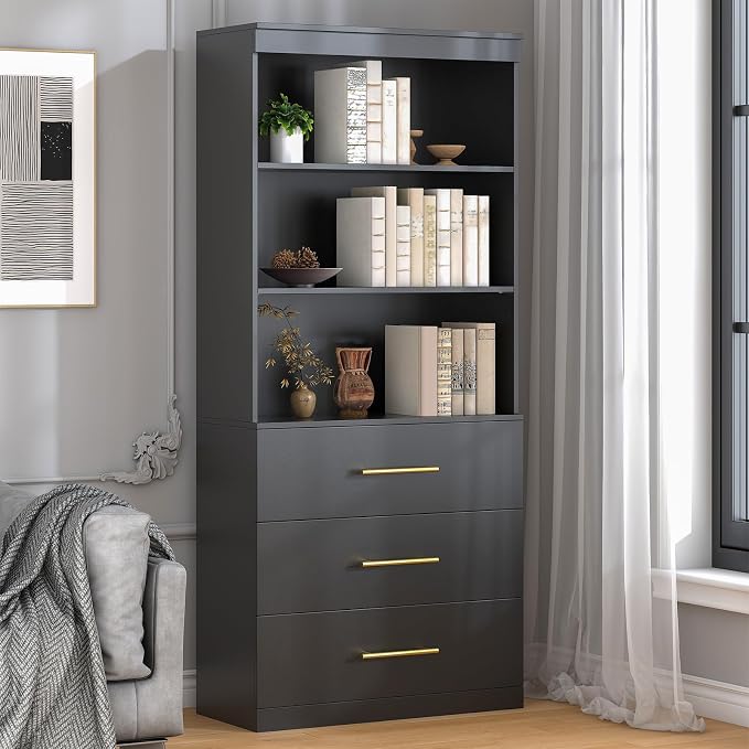 Tall Bookcase with Drawers