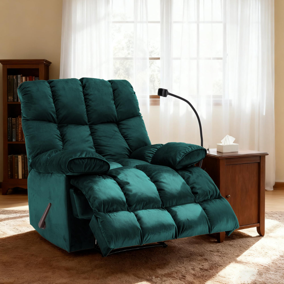 Teal Oversized Manual Recliner