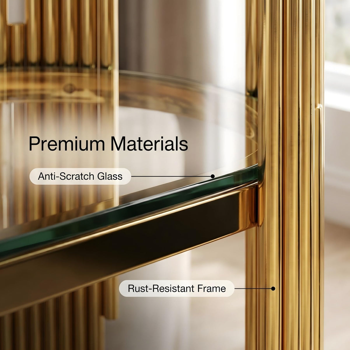 Gold Oval Glass Console Table
