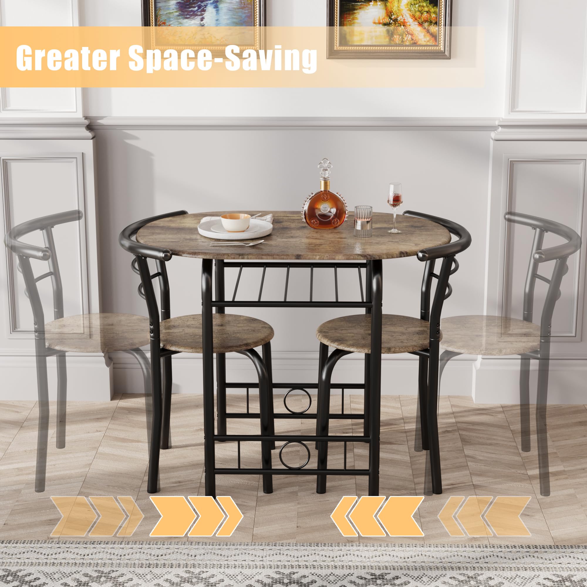 3-Piece Kitchen Table & Chair Set with Wine Rack
