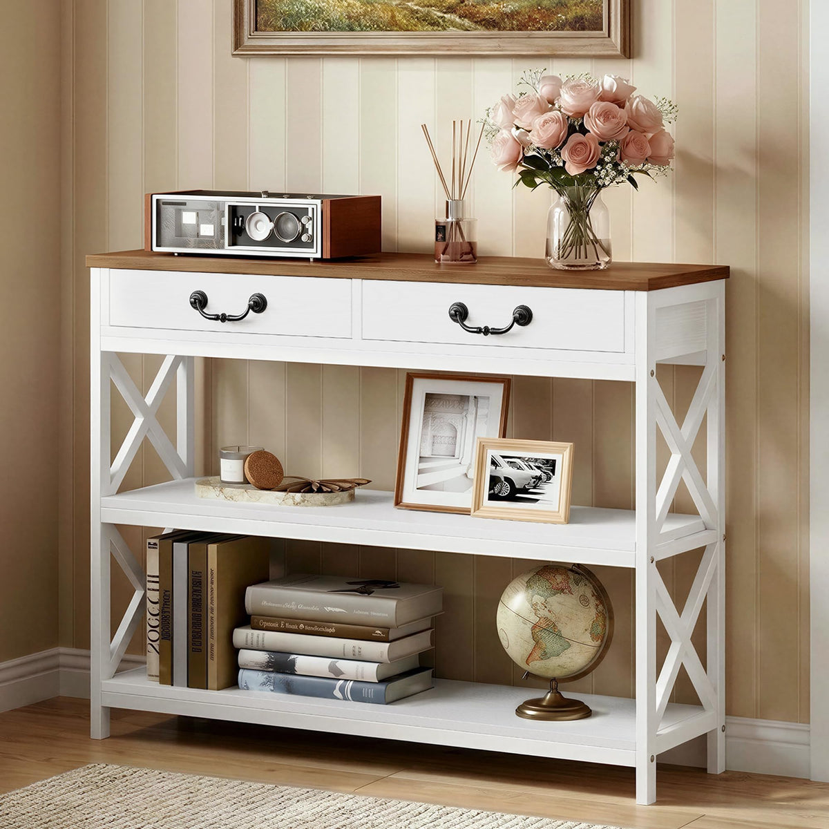 Farmhouse Console Table with Drawers