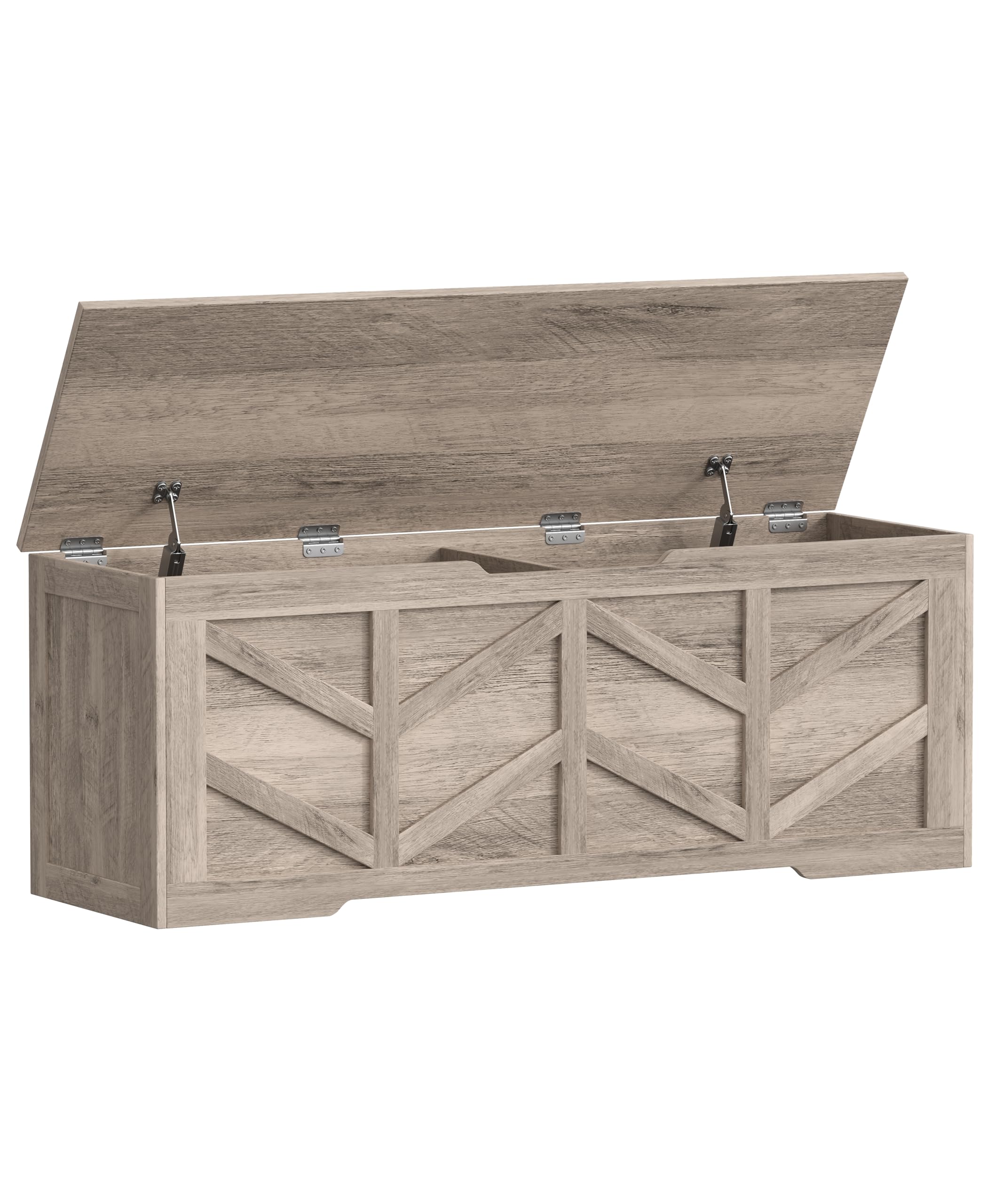 Zeibospri 51.2" Storage Chest, Extra Large Storage Bench with 2 Safety Hinges, Storage Trunk Supports 330 lb, Wooden Blanket Storage for Bedroom, livingroom, entryway, Greige