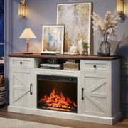 ONBRILL Farmhouse Fireplace TV Stand, TV Table with 23" Electric Fireplace