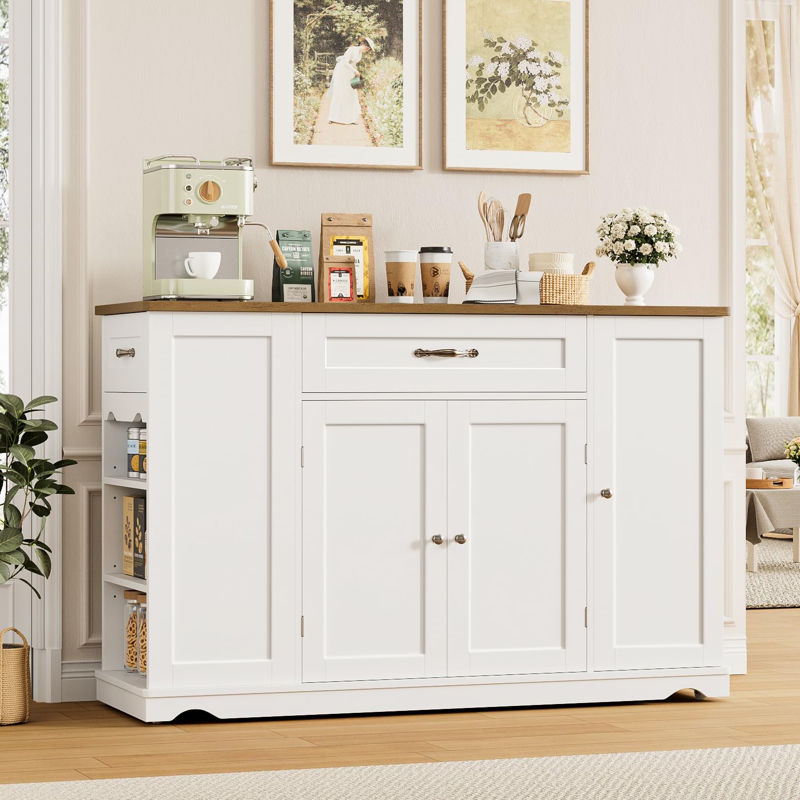 Kitchen Island Cart with Storage on Wheels