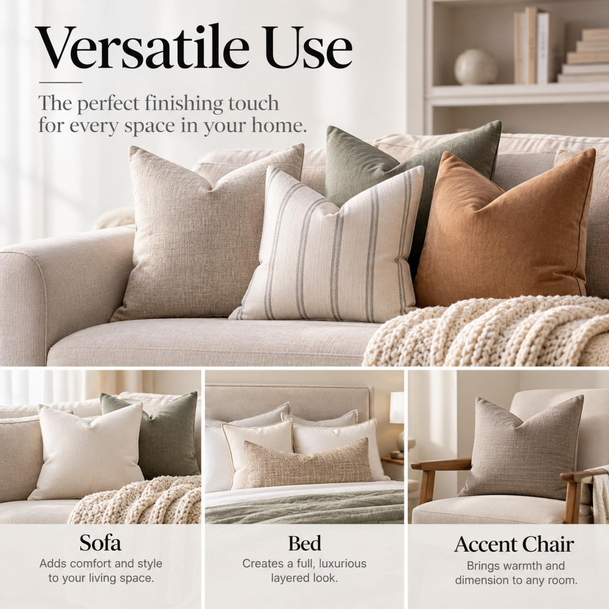 Continental Bedding Premium White Goose Down Throw Pillow Inserts, Ultra Soft & Airy Fill, Choppable Design, 100% Cotton Cover, Luxury Decorative Accents for Sofa, Couch & Bed, 24 x 24
