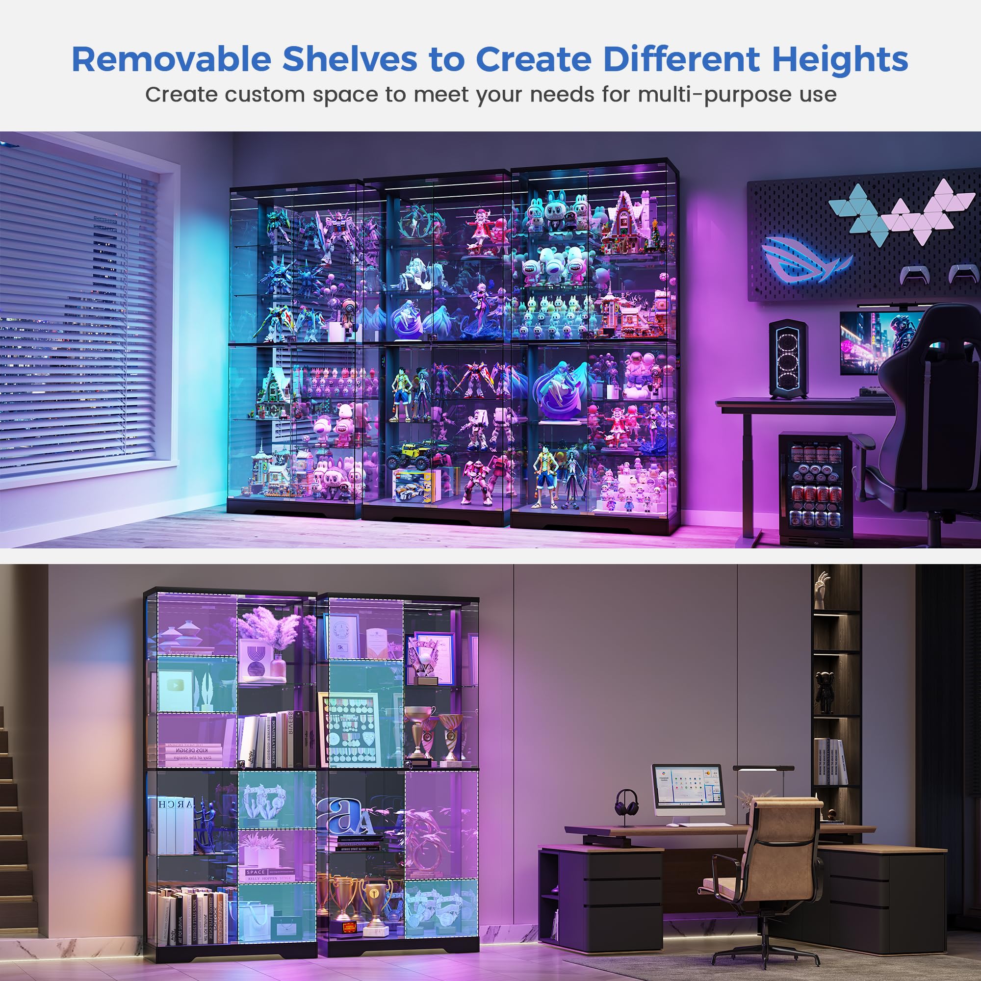 71" Lighted Display Cabinet with RGB Glass Doors