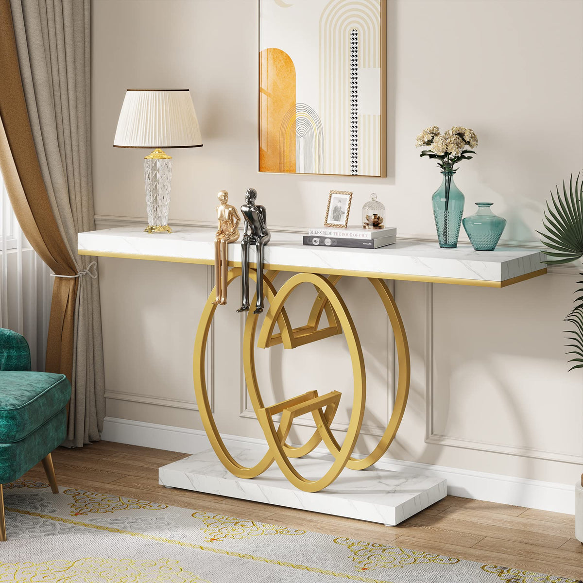 Faux Marble Console Table