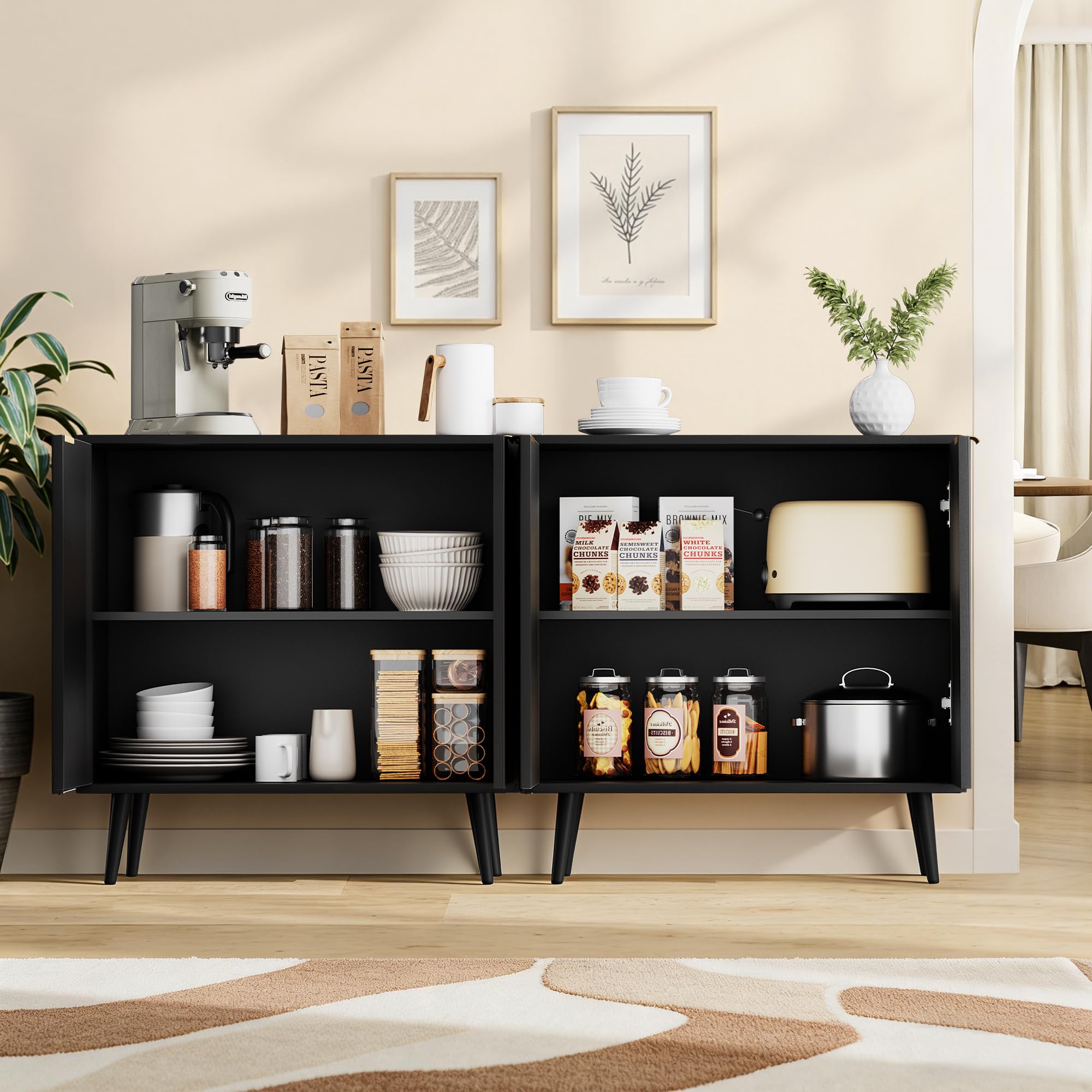 Fluted Buffet Cabinet Sideboard with 2 Doors