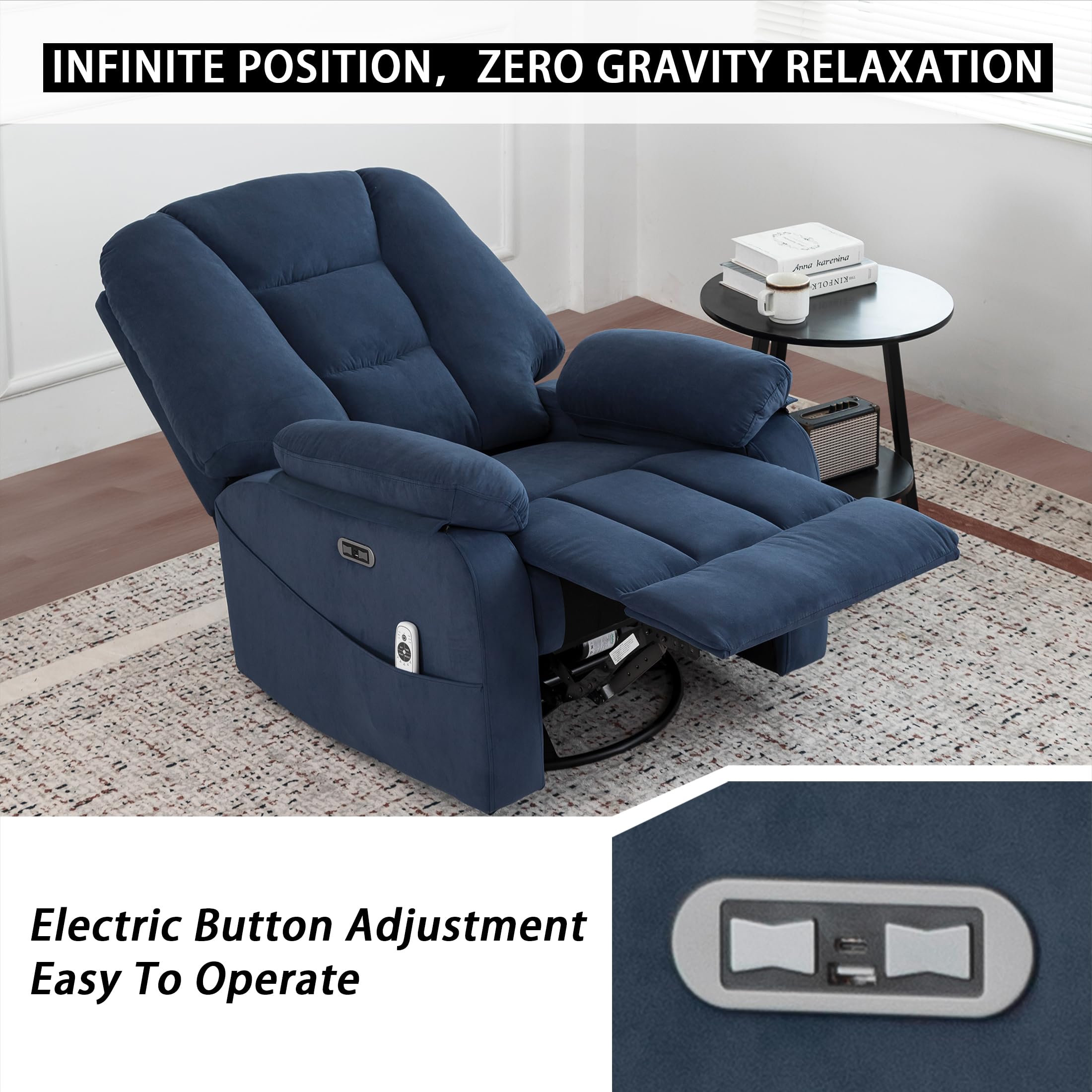 Power Swivel Rocker Recliner with Massage & Heat