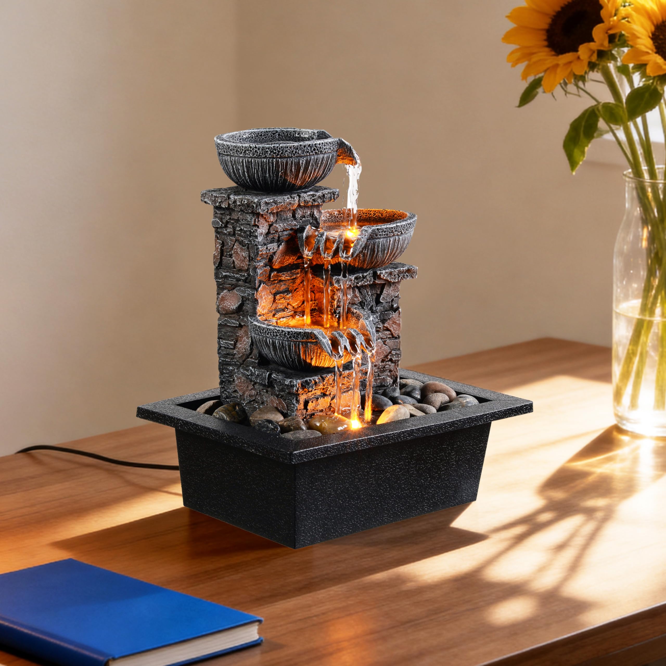 Tabletop Water Fountain with LED Light