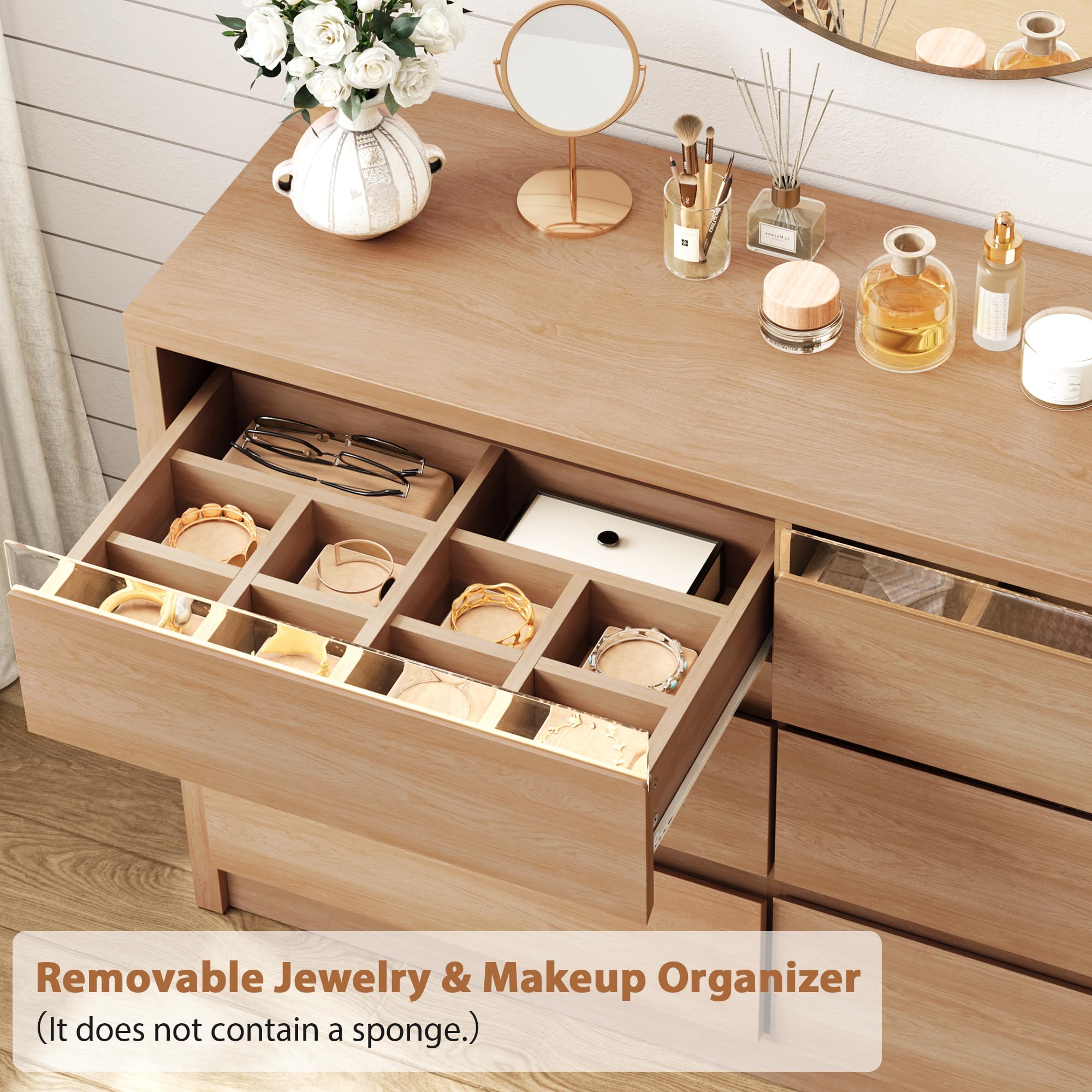 6-Drawer Dresser with RGB LED Light & Hidden Handles