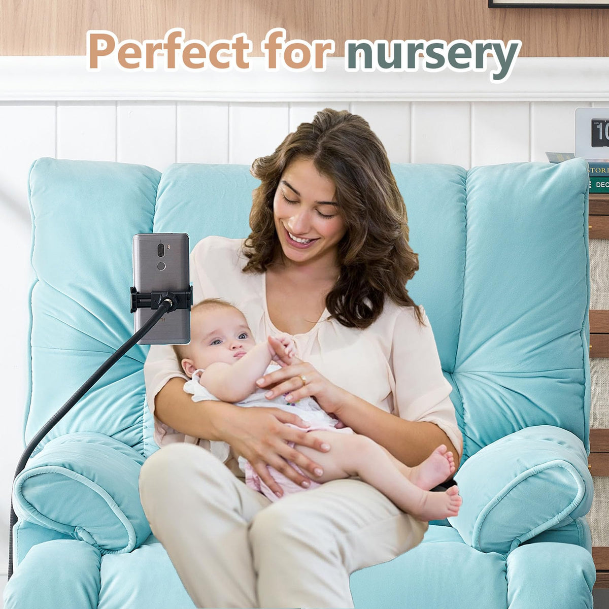Velvet Recliner Chairs for Adults & Lazy Recliner Chair, Adjustable Backrest, Phone Stand, Suitable for Small Spaces, Living Room (Cyan)