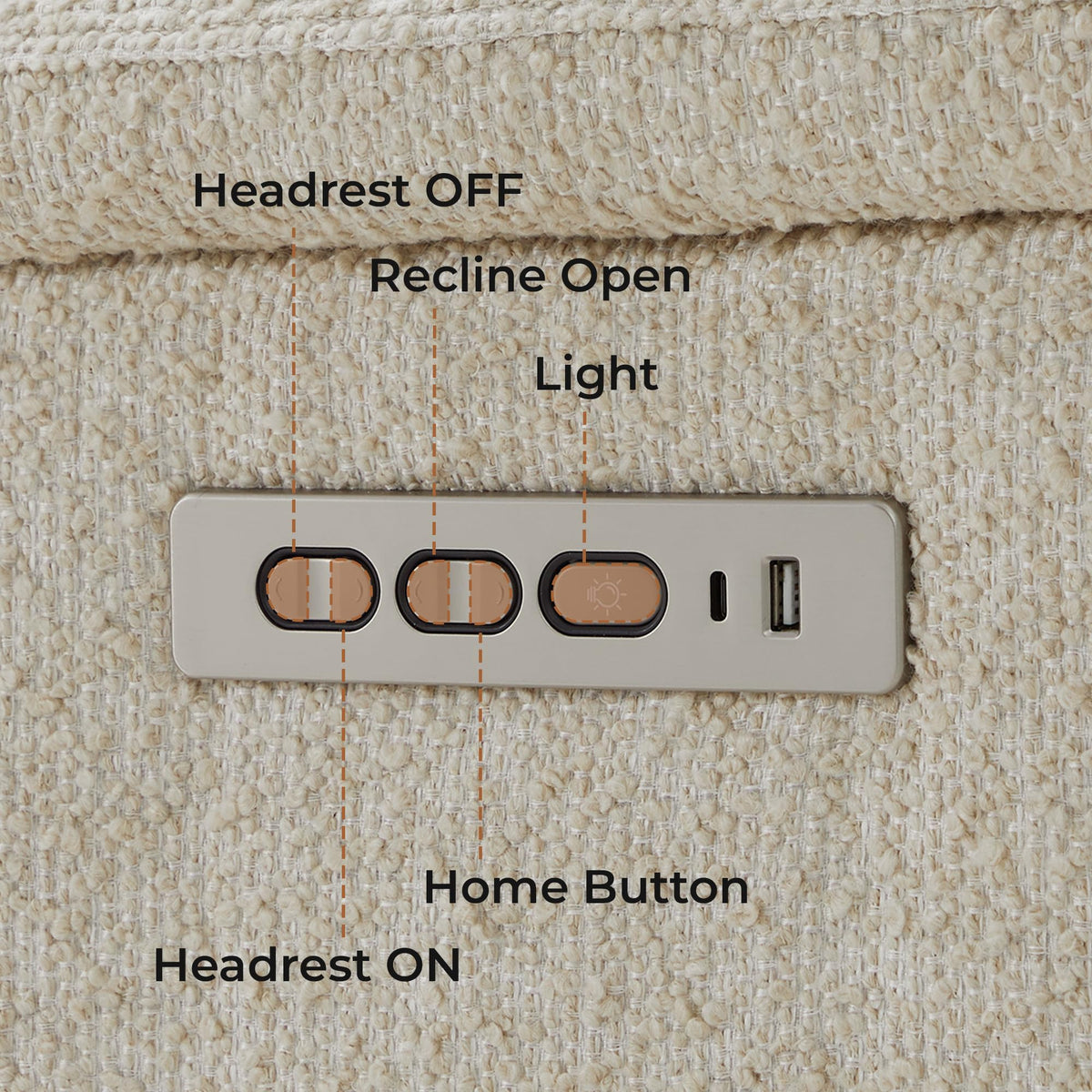CHITA Power Recliner Chair with Nightlight, Nursery Glider, Boucle in Sand
