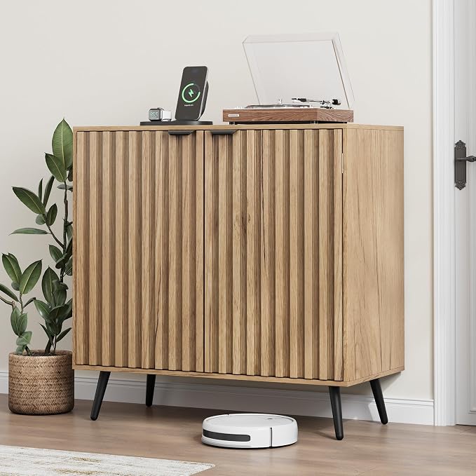 Walnut Fluted Sideboard Cabinet