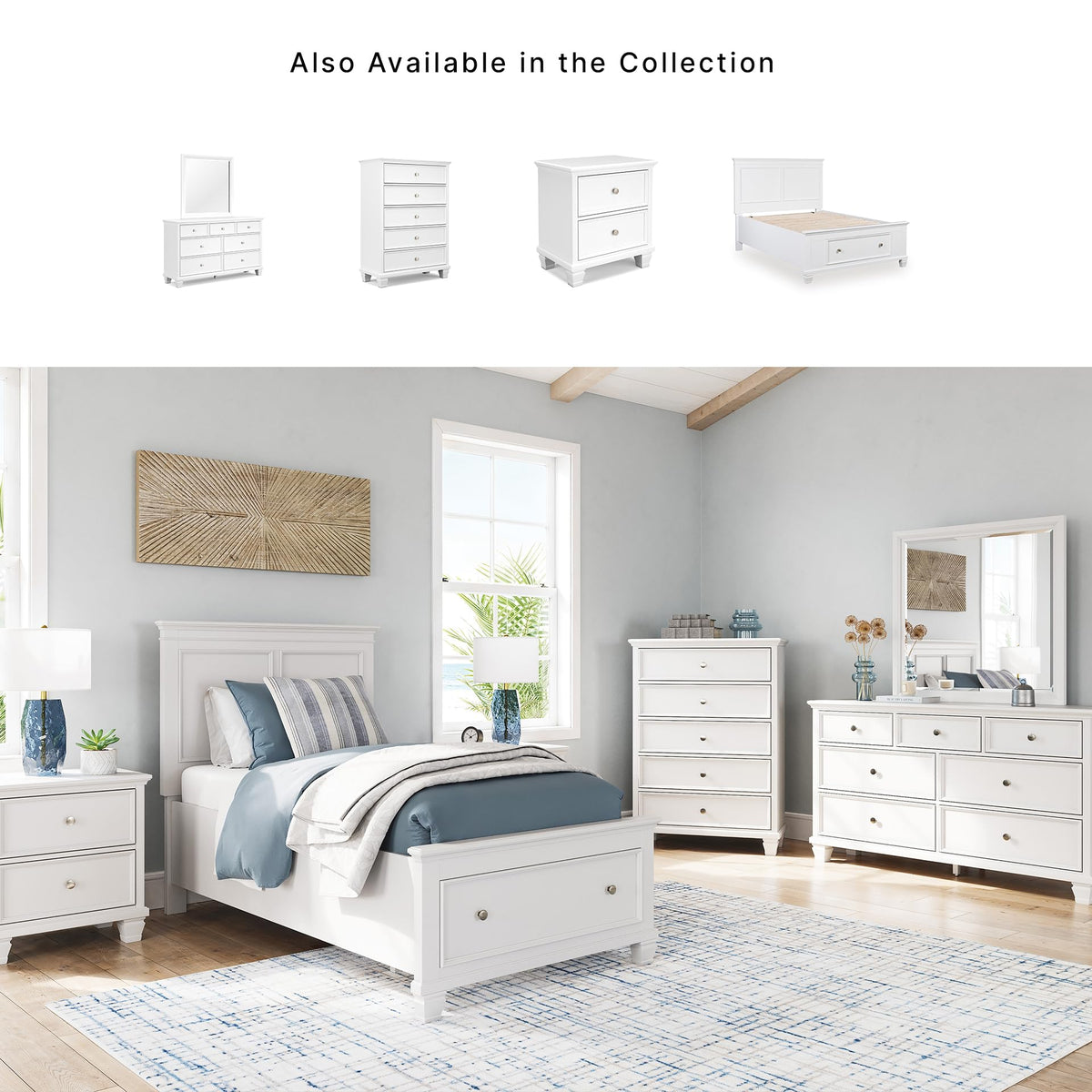 Signature Design by Ashley Fortman White 7-Drawer Wide Dresser for Bedroom