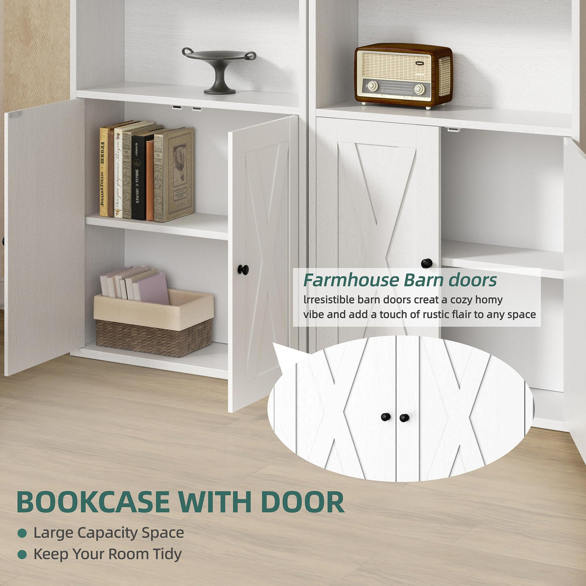6-Tier Bookcase with Doors