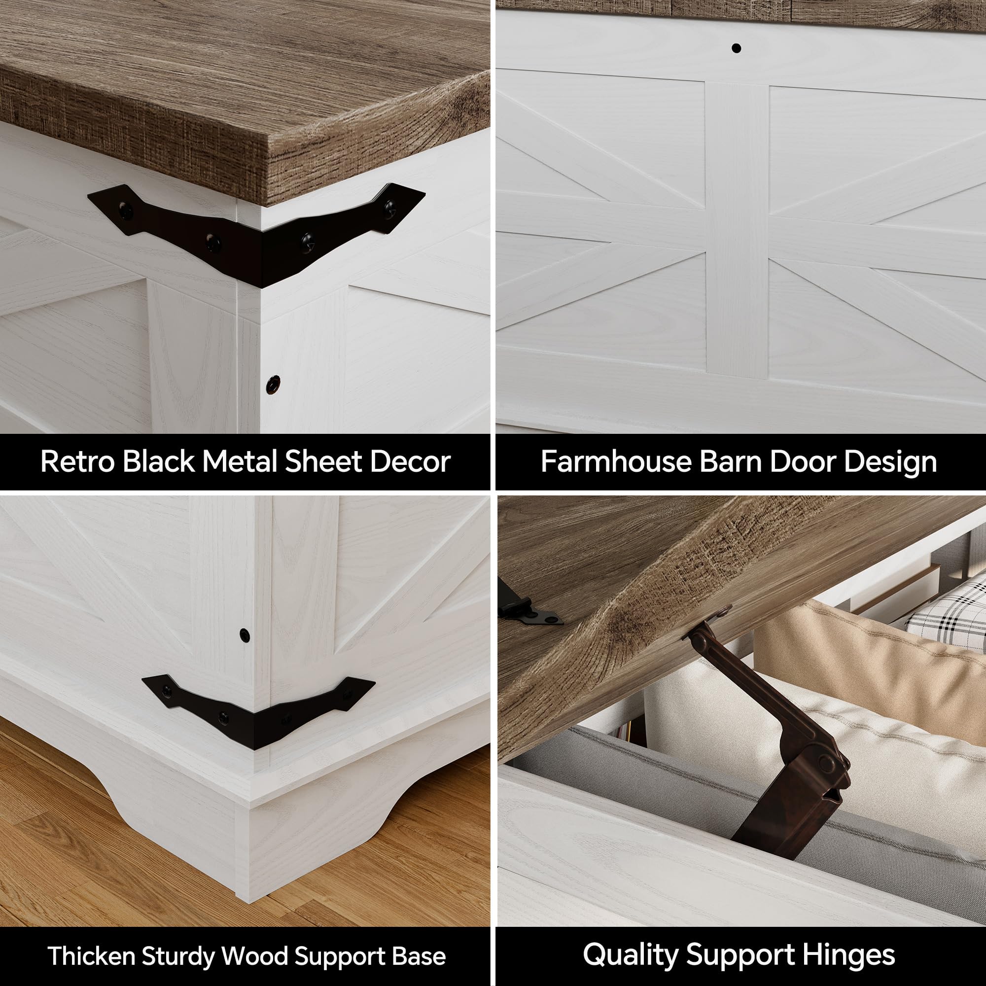 Farmhouse Square Coffee Table with Hidden Storage