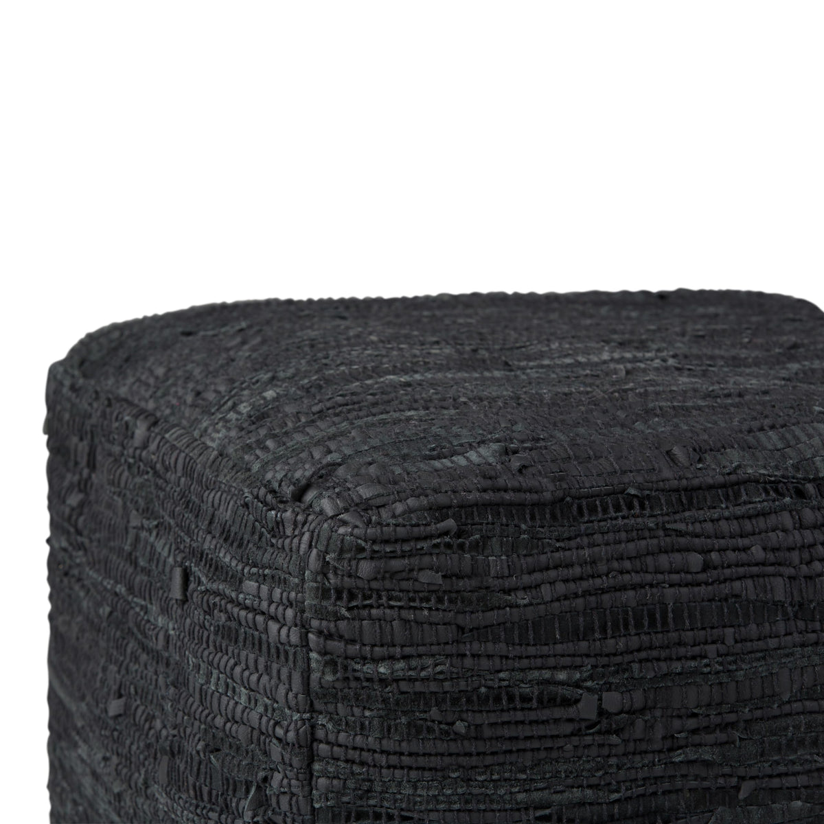 Square Leather Pouf
