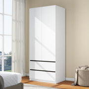 White Armoire Wardrobe Closet with 2 Drawers: 75" H x 31.5" W