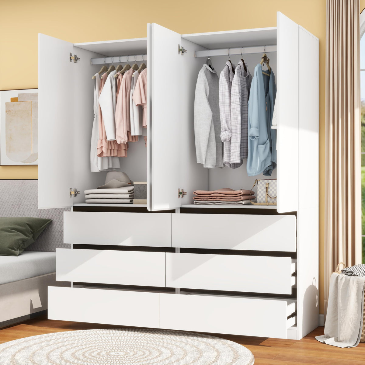 White Wardrobe Closet with Drawers
