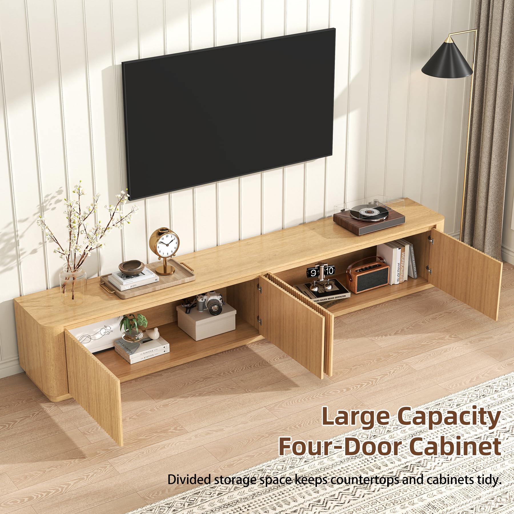 Modular TV Stand with Hidden Storage Cabinet