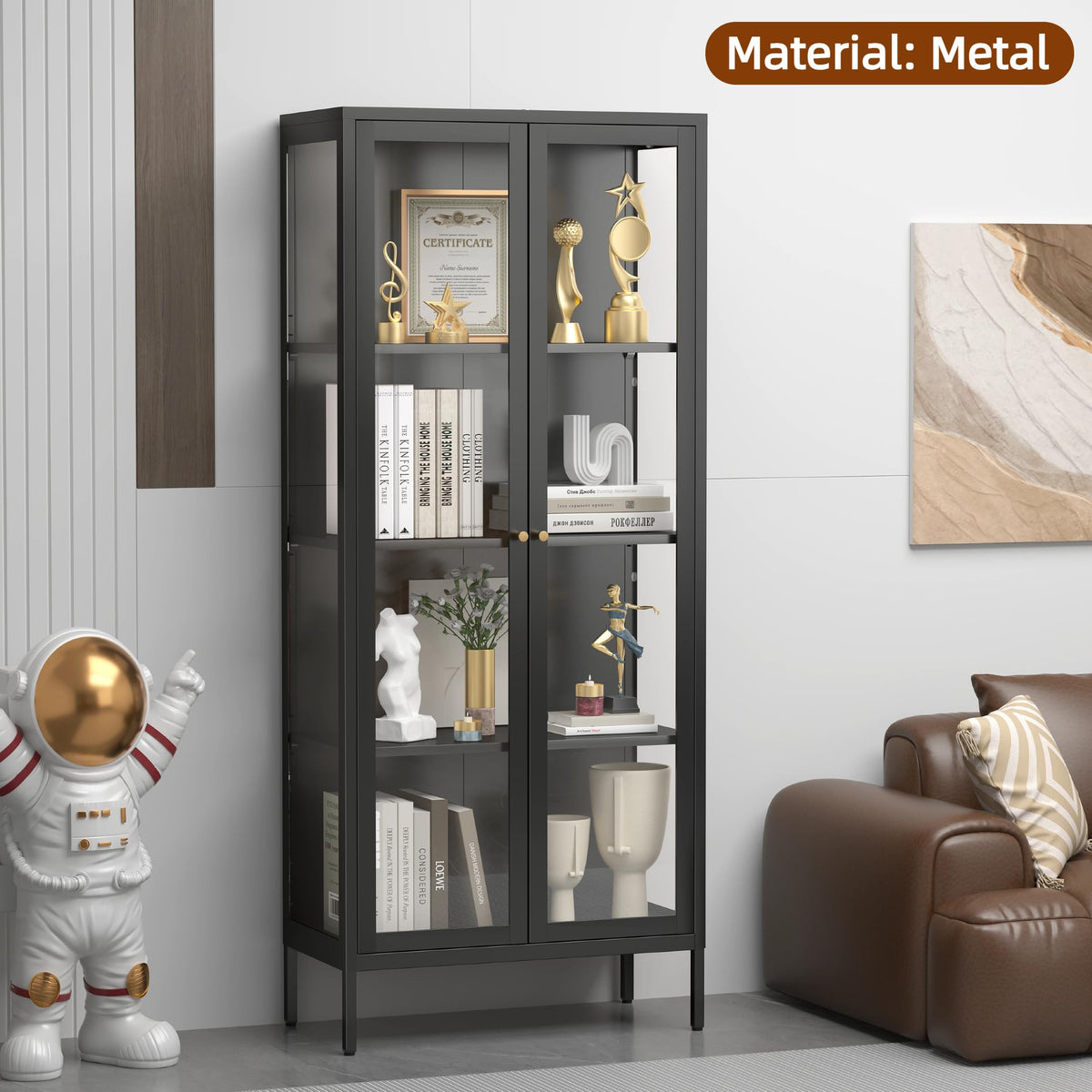 4-Tier Glass Display Cabinet