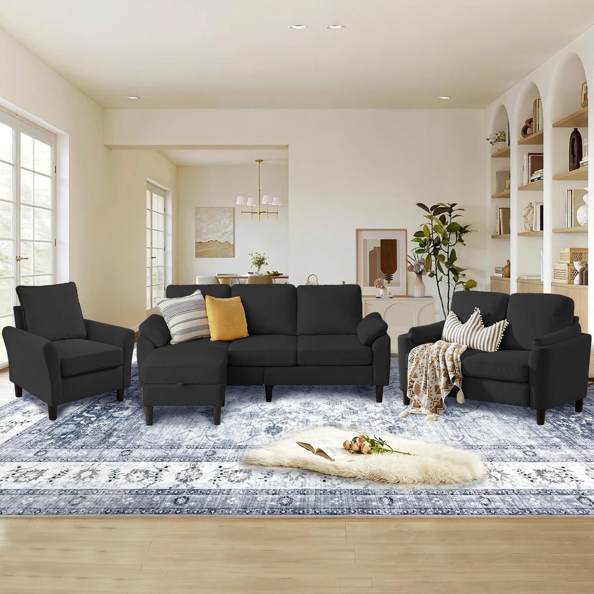 4-Piece Corduroy Sofa Set