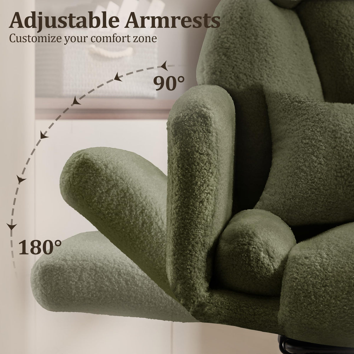 YUUIJOAA Big and Tall Office Chair with Flip Armrests and Footrest, Teddy Wide Seat Criss Cross Legged Home Desk Office Chair with Pet Seat,Reclining Computer Gaming Chair with Lumbar Pillow, Green