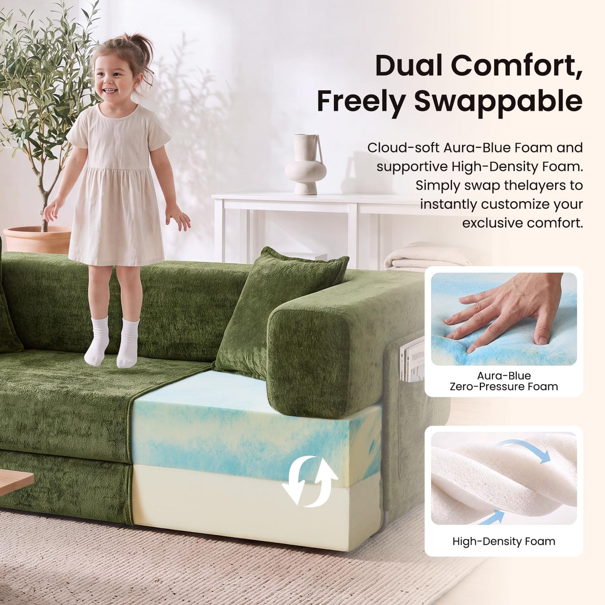 Modular Chenille Sofa Bed
