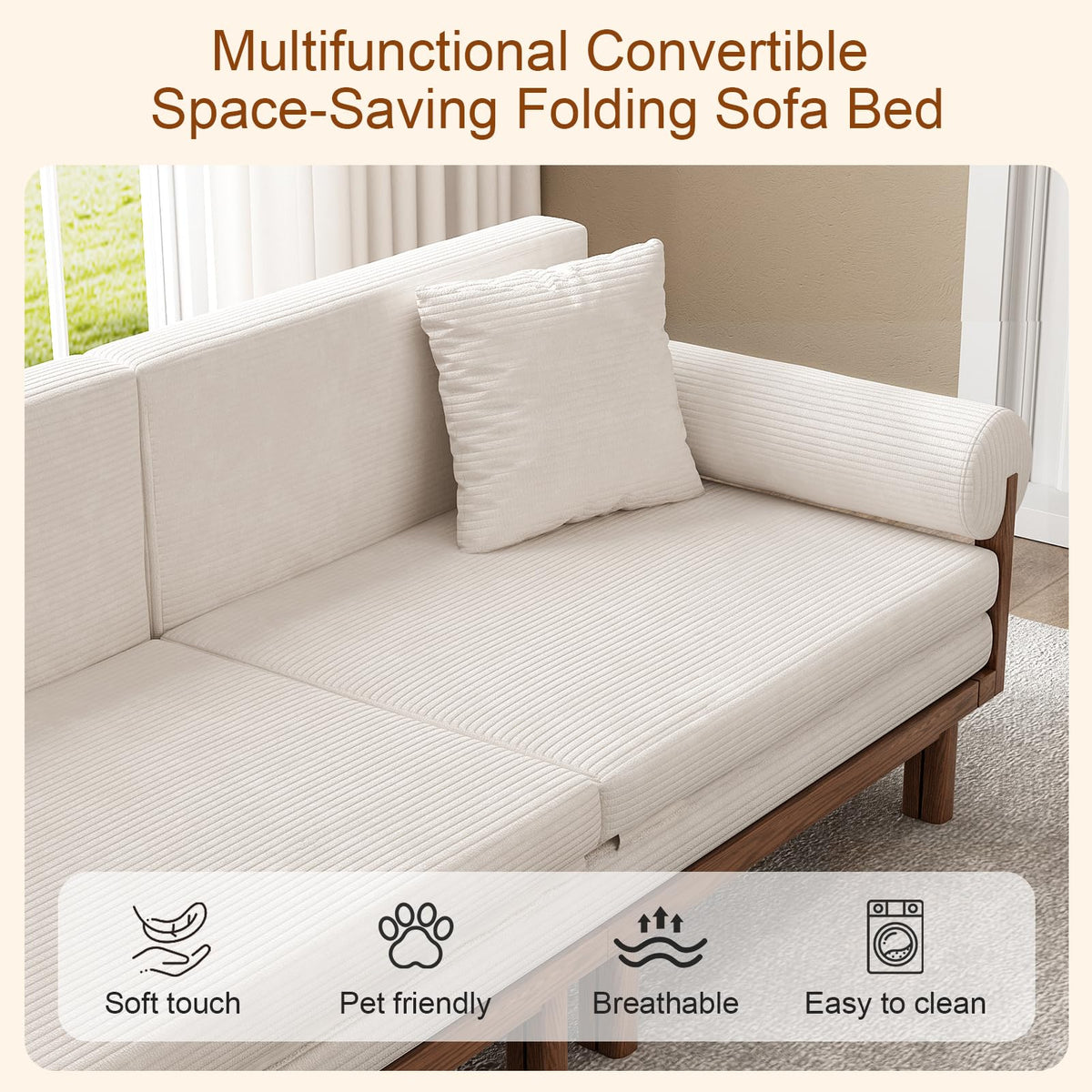 Corduroy Pull-Out Sofa Bed