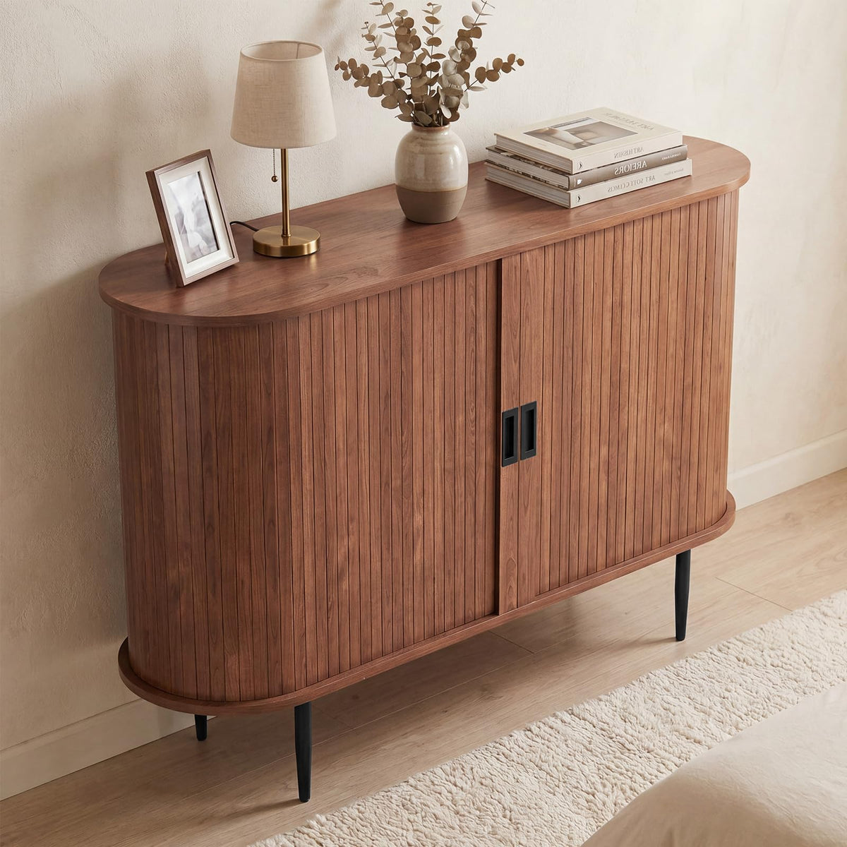 48" Fluted Sideboard Buffet Cabinet with Sliding Door