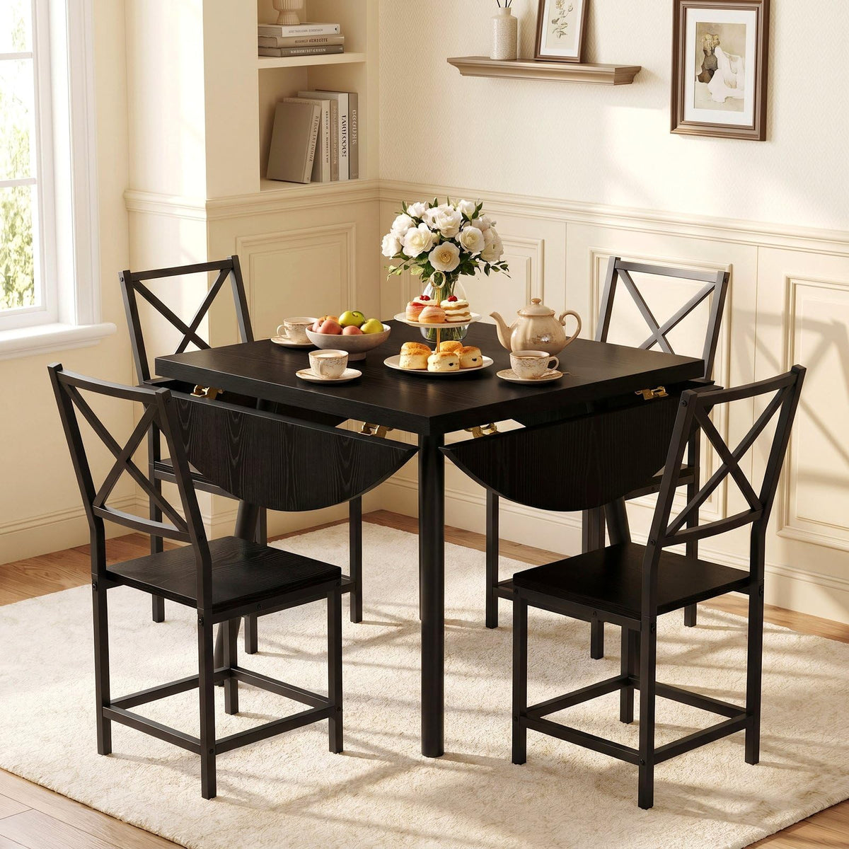 Round Drop-Leaf Dining Set