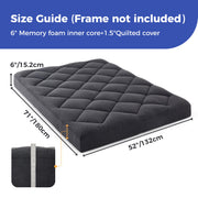Jamdok 6" Full Size Pillow Top Futon Mattress Replacement(Frame Not Included), Gel Memory Foam, Removable Cover(71X52X6)