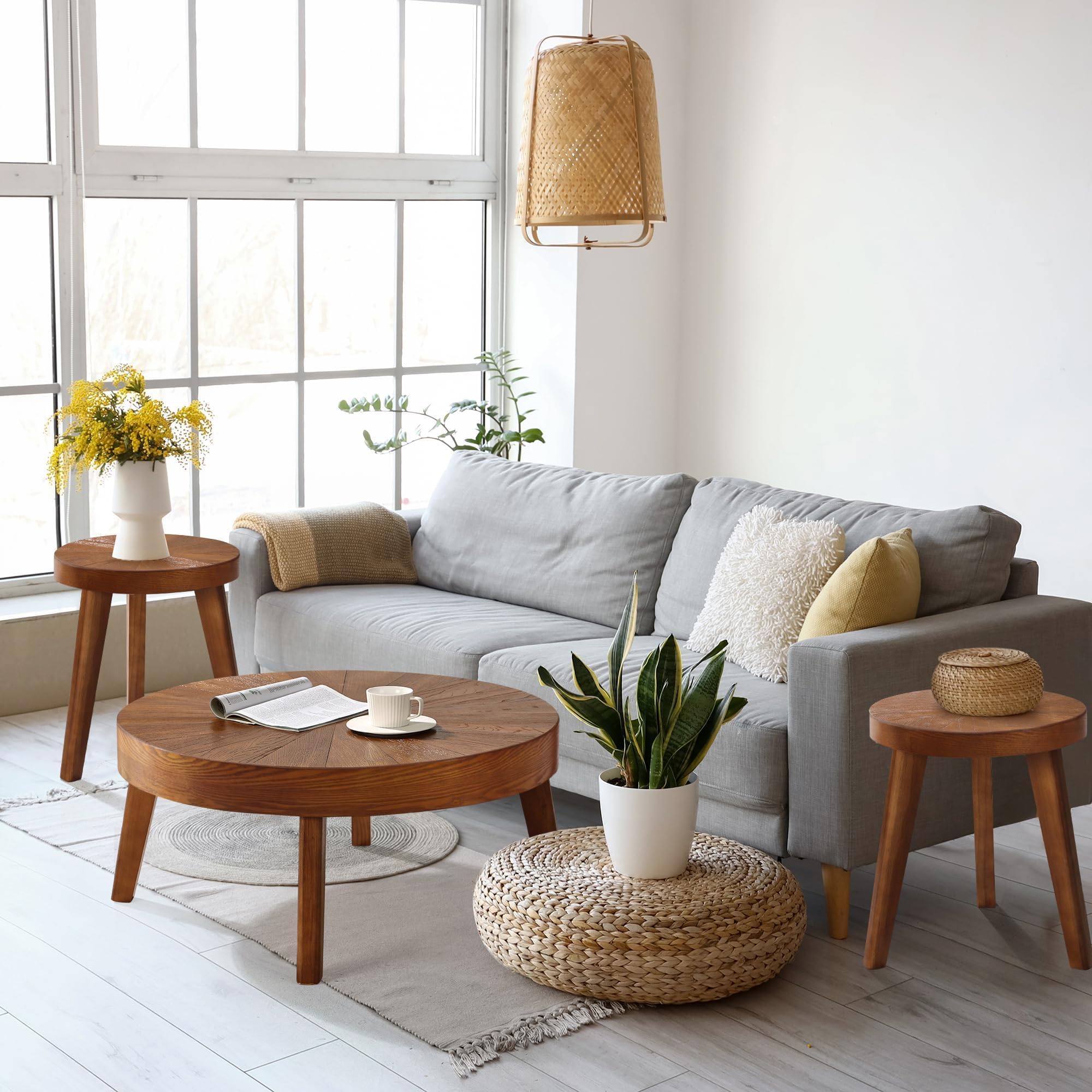 Farmhouse Round Coffee Table Set of 3